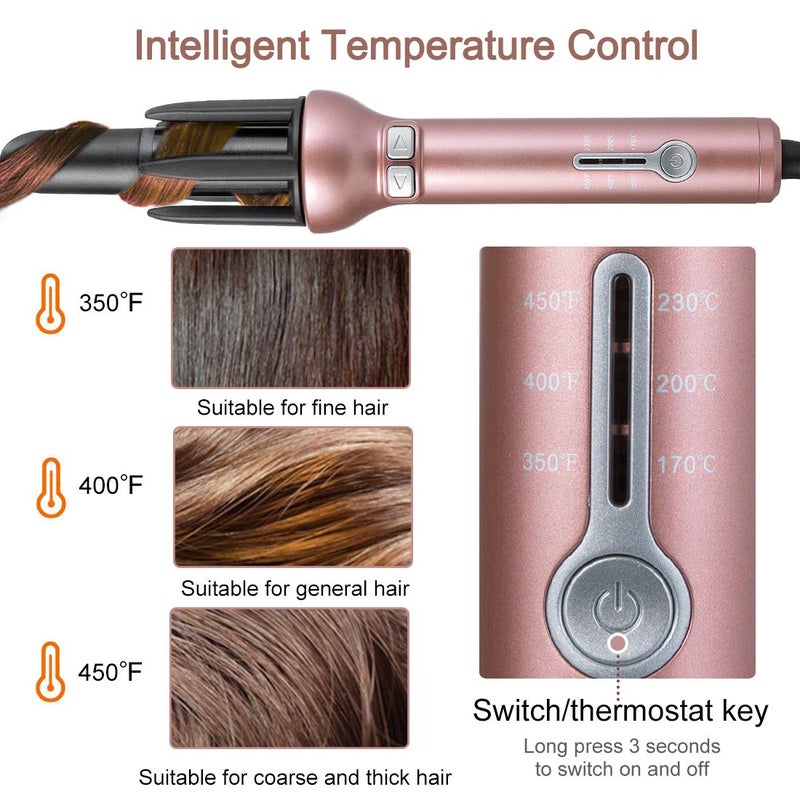 Mannice 360 Rotating Ceramic Curling Wand with Automatic Spin - 1.1" Professional Spiral Beach Waver Iron for Long Hair (Mothers Day Gifts) - Image 3